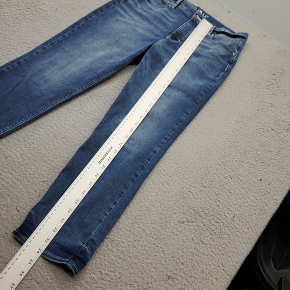 WHBM Jeans Womens 10 Blue Denim Whiskered High Waisted Streetwear Straight Leg - Picture 3 of 7